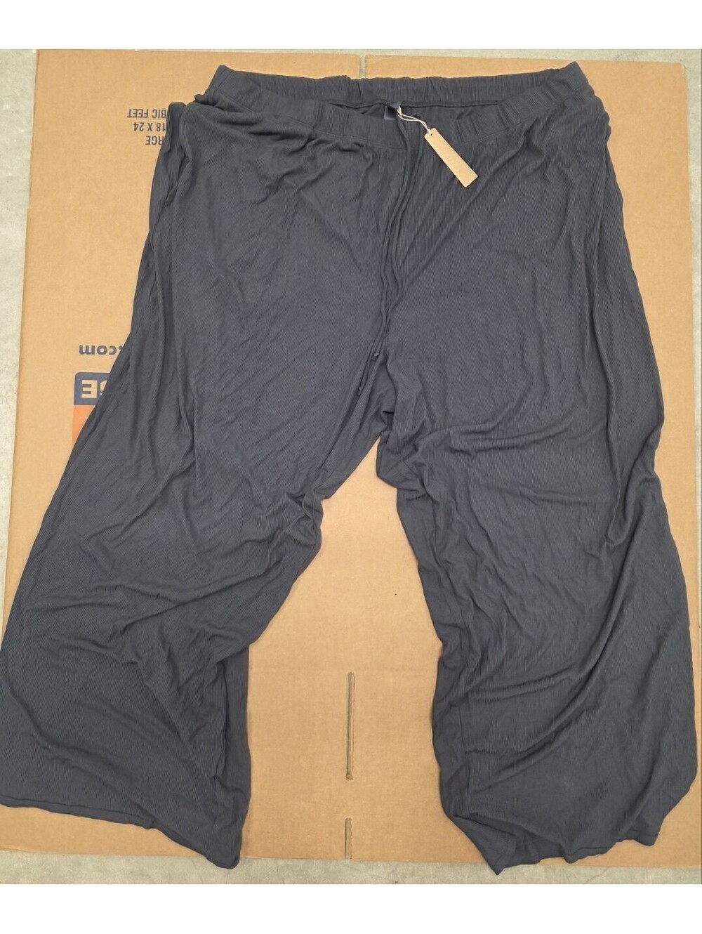 SKIMS Ribbed Lounge Pants 4X/5X Gray Stretch Wide Leg Soft Knit NWT